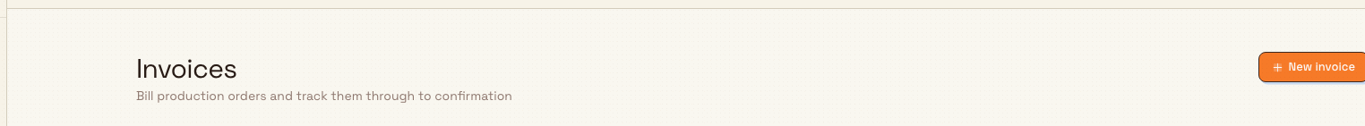 The Invoices page header in Bulk with the New invoice button at the top right.
