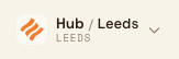 The site switcher at the top of the sidebar showing Hub slash Leeds Fabrication Plant with the plant code LEEDSFABRI.