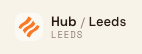 The site switcher shown as a locked, non-interactive label reading Hub slash Leeds Fabrication Plant on a full-screen Boards view.